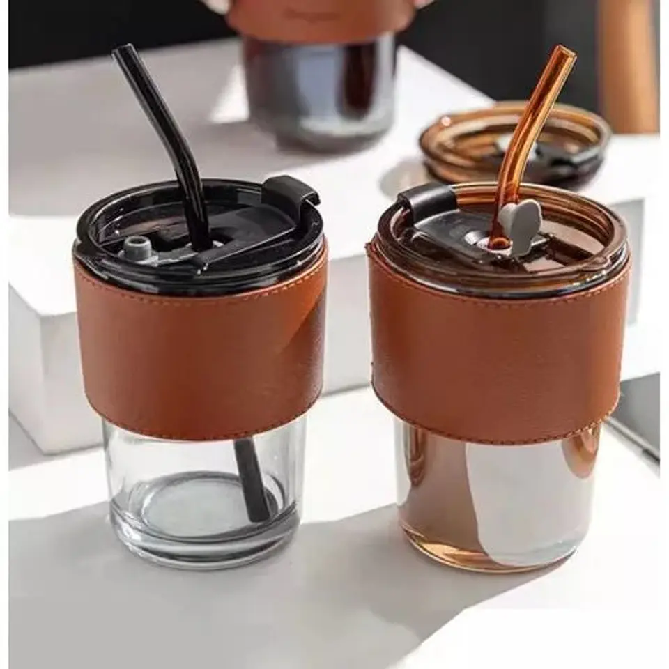 Vaso Taza Mug De Vidrio Con Tapa 2