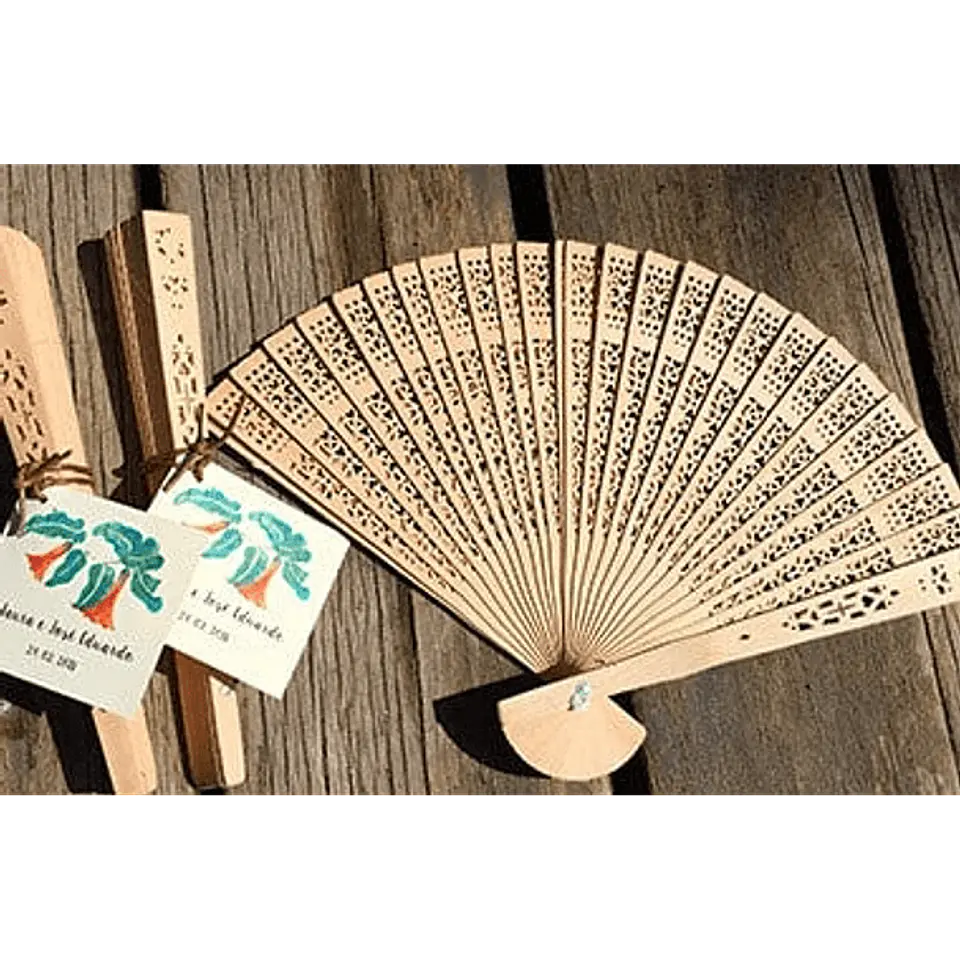 Abanico Bambú Elegante Madera 2