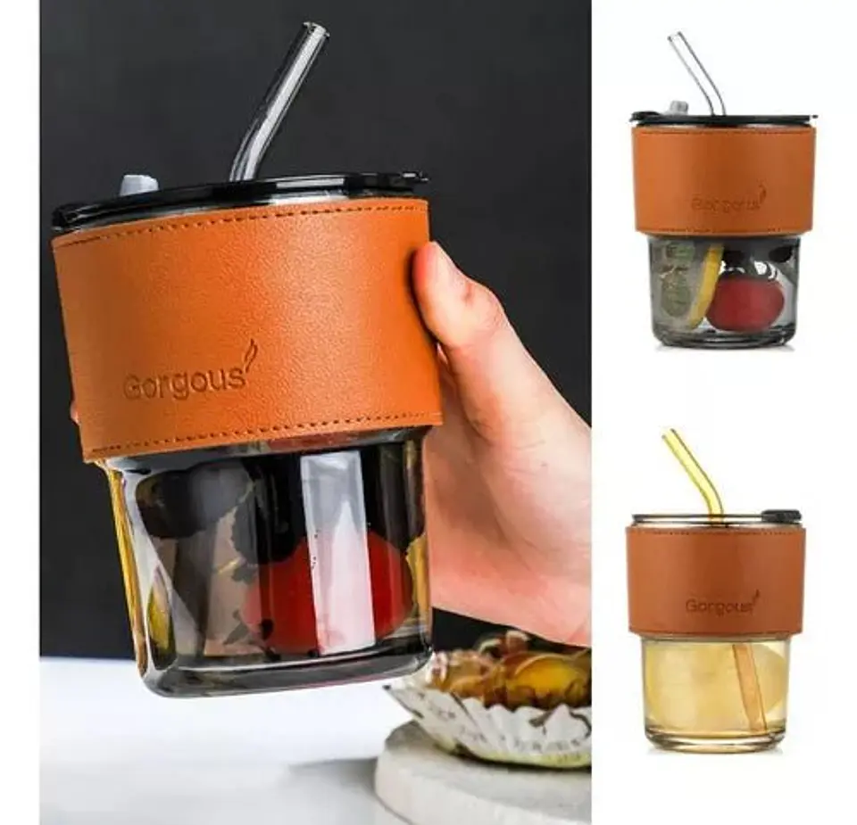 Vaso Taza Mug De Vidrio Con Tapa 3