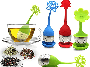 Infusor De Te De Silicona Diseño Hojitas Colores Colador