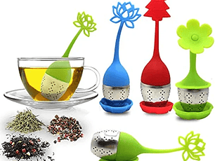 Infusor De Te De Silicona Diseño Hojitas Colores Colador