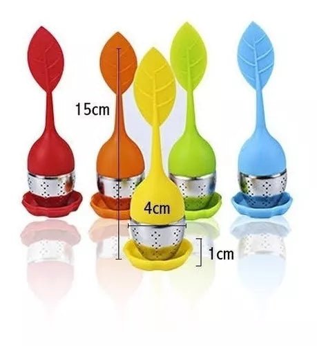 Infusor De Te De Silicona Diseño Hojitas Colores Colador 3