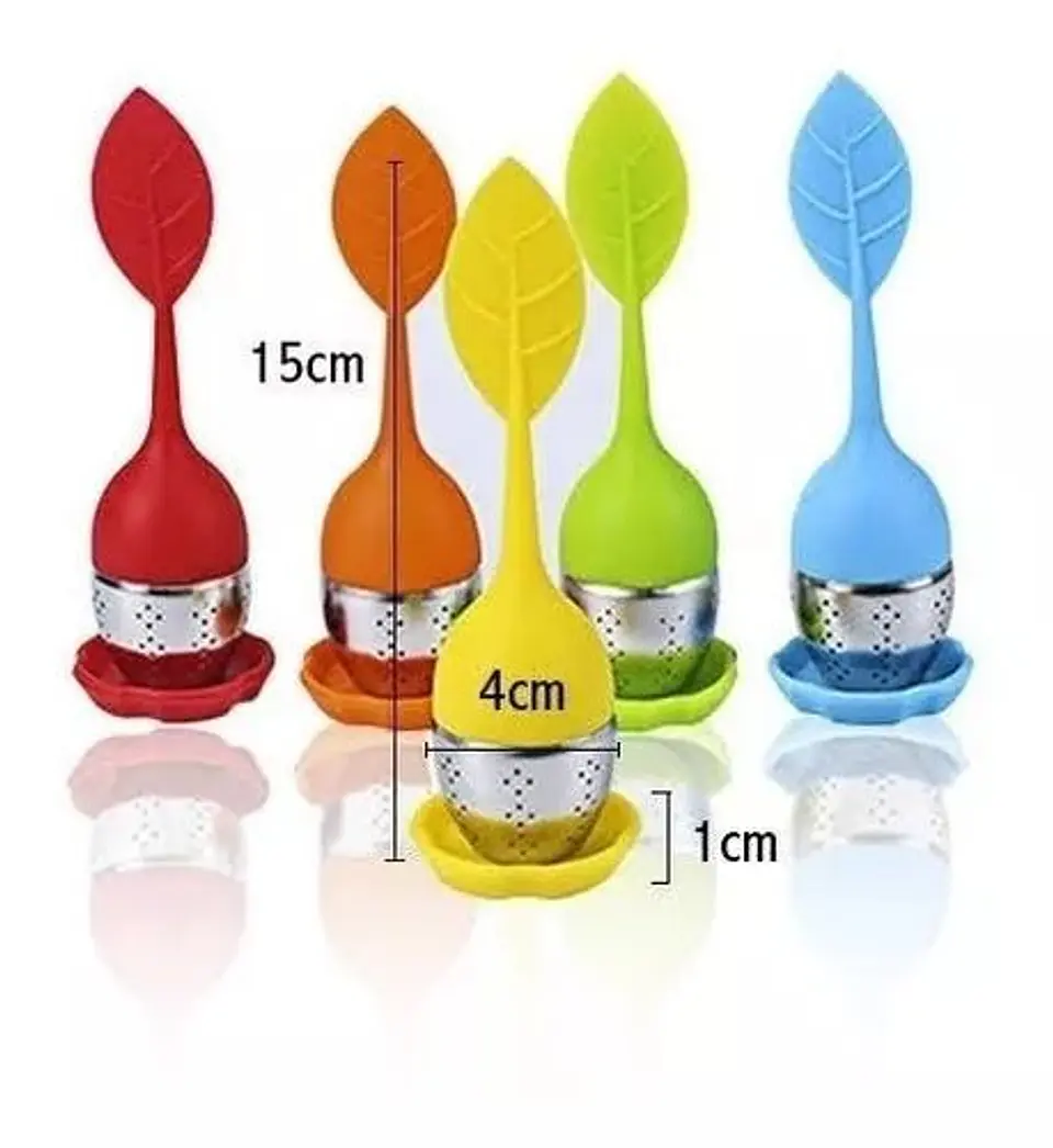 Infusor De Te De Silicona Diseño Hojitas Colores Colador 3