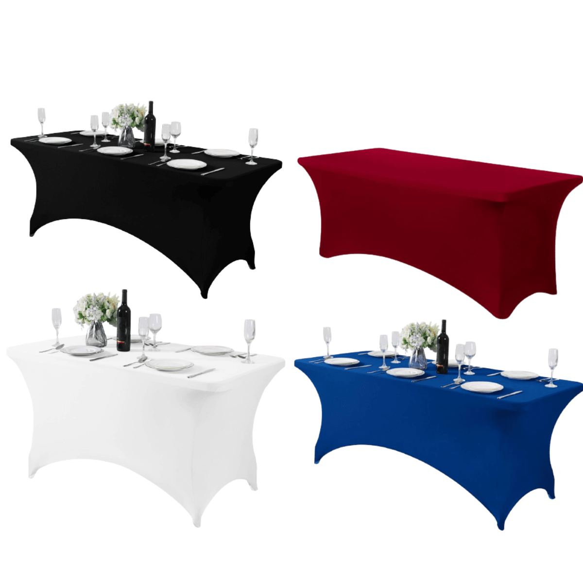 Mantel Forro En Spandex Para Mesa Plegable 1.80 Mts Negro Liso 1