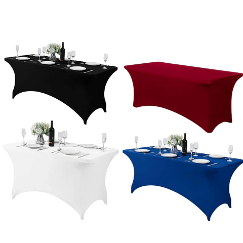 Mantel Forro En Spandex Para Mesa Plegable 1.80 Mts Negro Liso