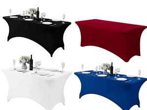 Mantel Forro En Spandex Para Mesa Plegable 1.80 Mts Negro Liso