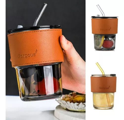 Vaso Taza Mug De Vidrio Con Tapa sin caña 2