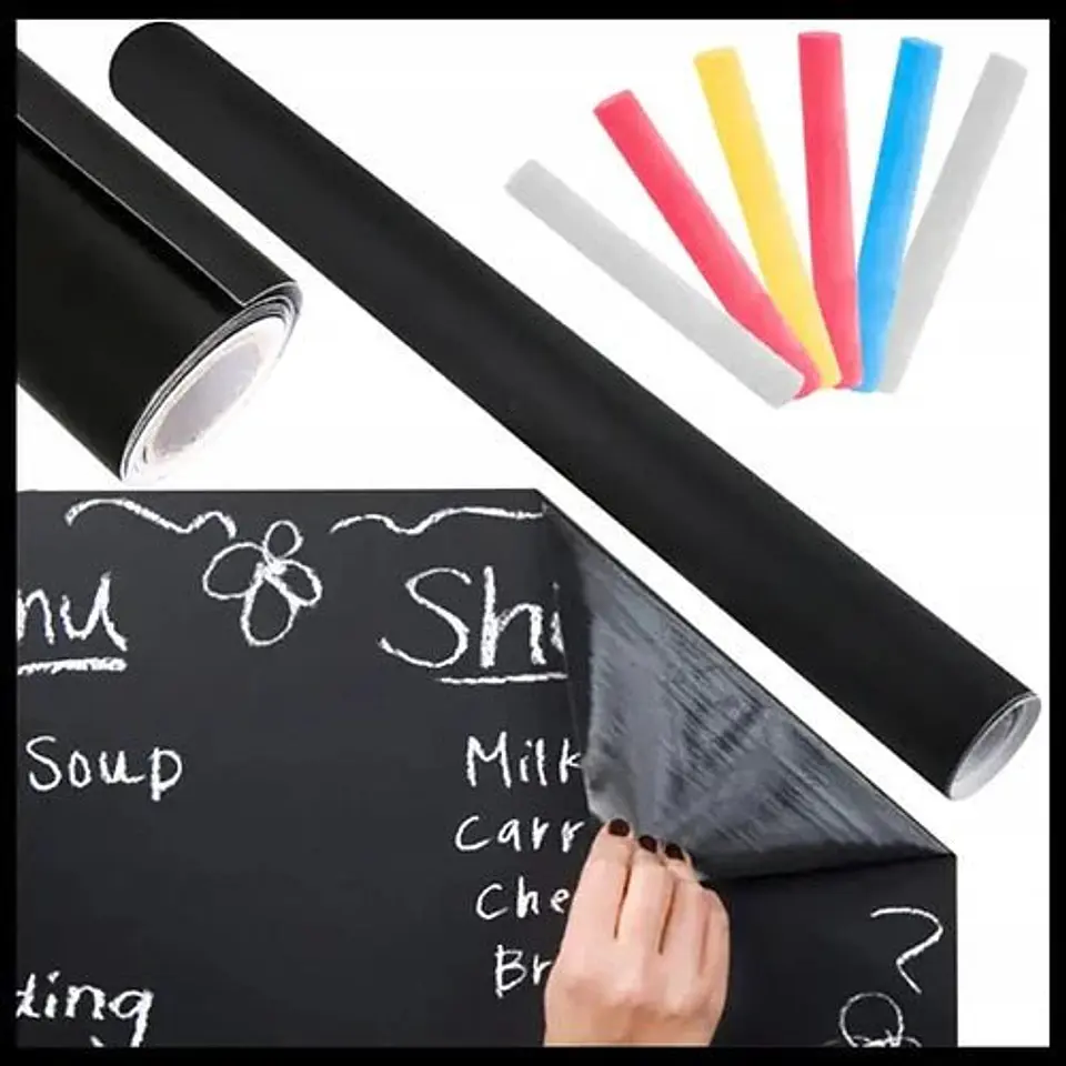 Pizarra Negra Adhesiva Tablero 200x60cm + Tizas 1