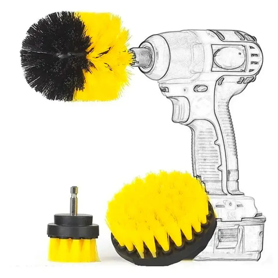 Kit De 3 Cepillos Para Taladro Pulidora Limpieza Auto Tapiz 2