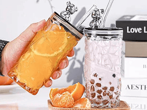 Vaso de vidrio jugos e infusiones