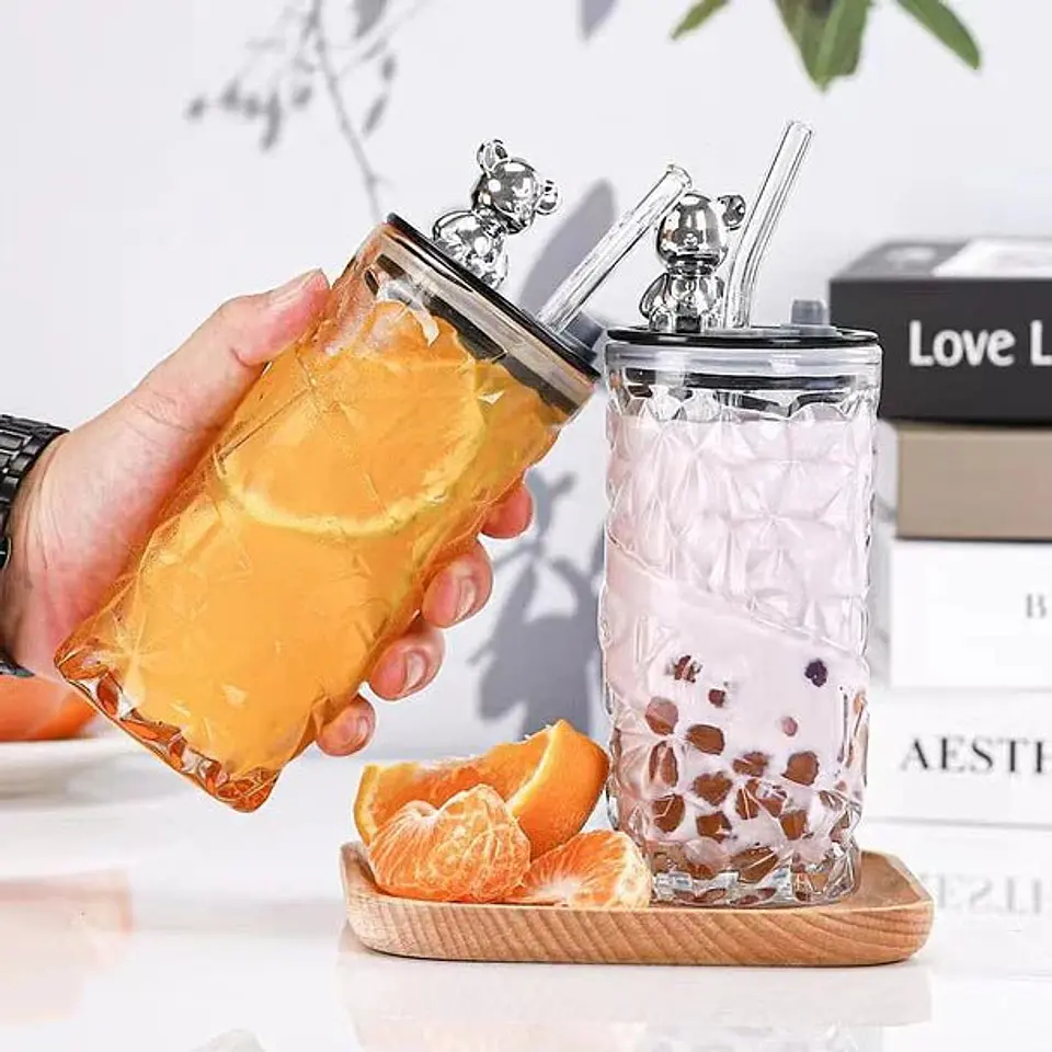 Vaso de vidrio jugos e infusiones 1