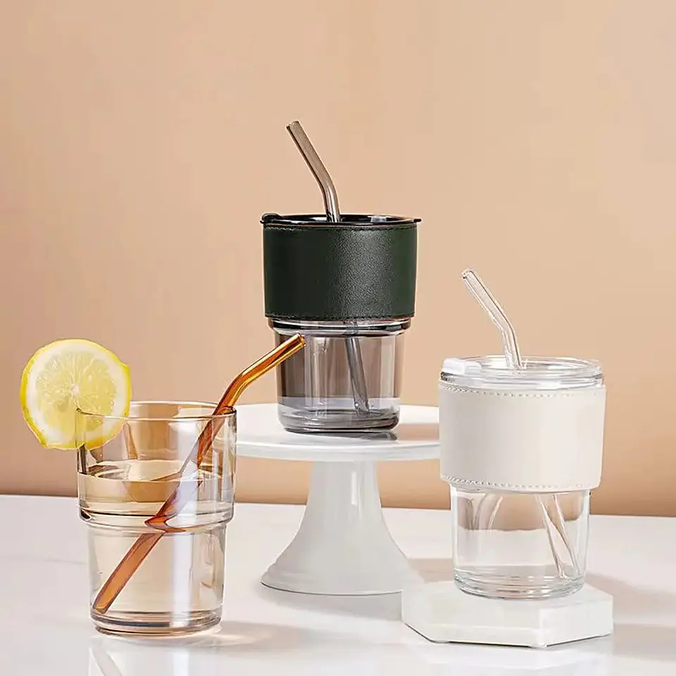 Taza Mug De Vidrio Con Tapa Hermética 400 Ml 1