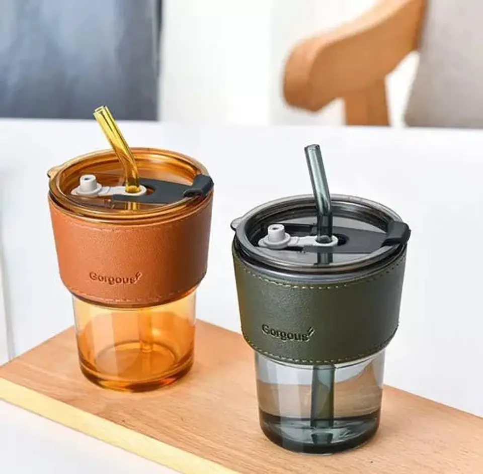Taza Mug De Vidrio Con Tapa Hermética 400 Ml 2