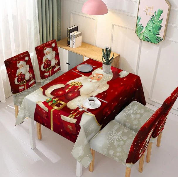 6 Funda de sillas + mantel Navideño 3