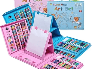 MALETA 208 PCS ROSADA Y CELESTE