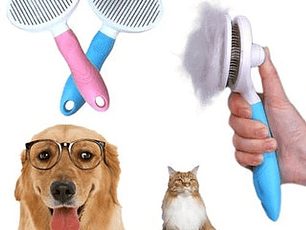 Cepillo Con Boton Quita Pelos Y Antiestrés Para Mascotas