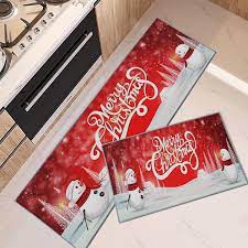 Juego de 2 alfombras de cocina de Navidad 2