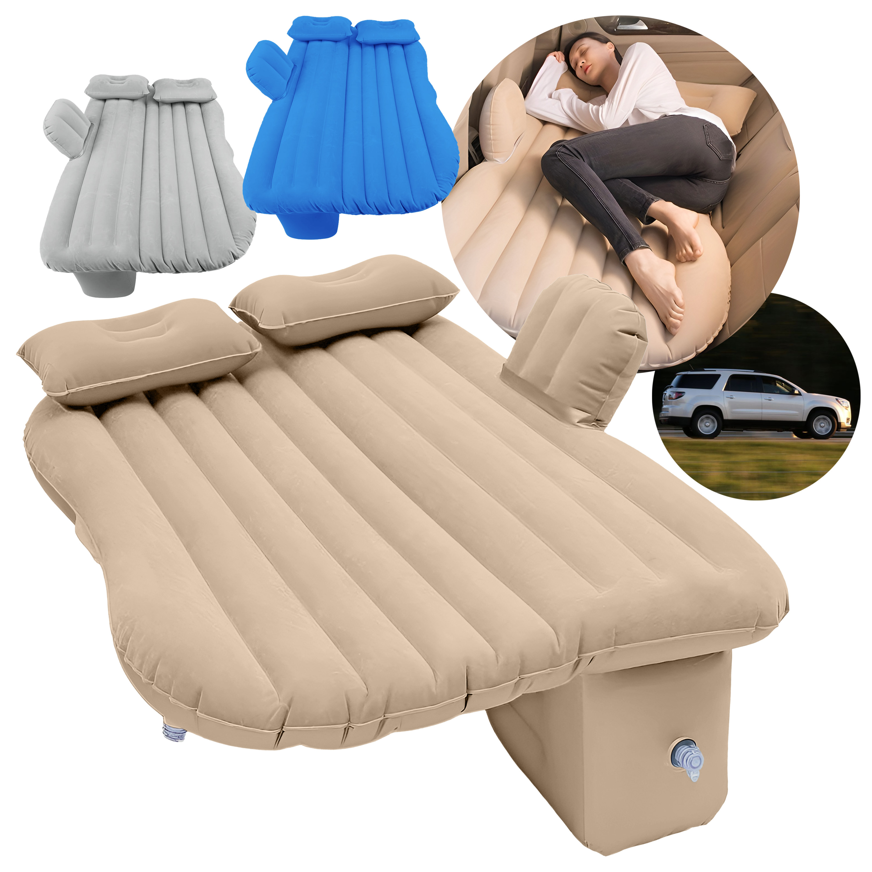 Colchón Inflable Para Autos 2 Almohadas Compresor  1
