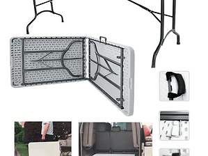 Mesa Plegable Tecnohogar Tipo Maleta 1.80 Camping Resistente Color Blanco