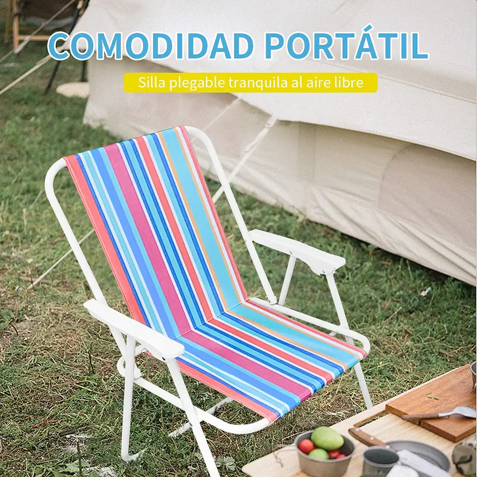 Silla Playa Camping Piscina Verano Plegable Colores Portatil 2