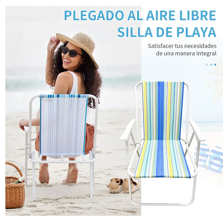Silla Playa Camping Piscina Verano Plegable Colores Portatil 3