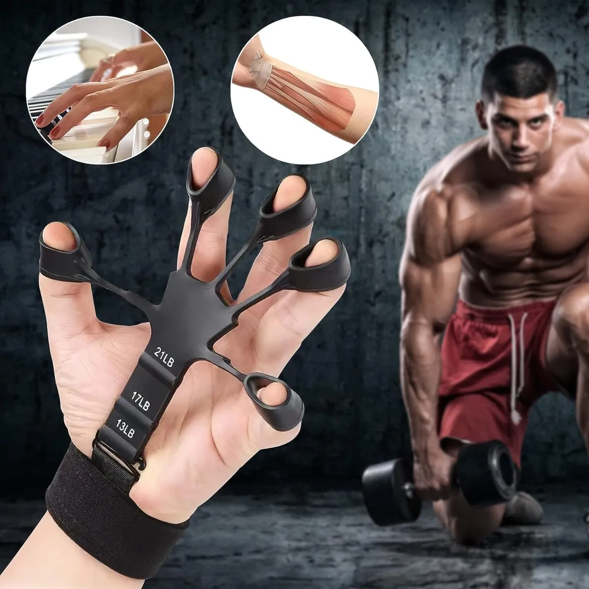 EJERCITADOR DE DEDOS MANO, FORTALECEDOR DE DEDOS AGARRE COLOR NEGRO 3