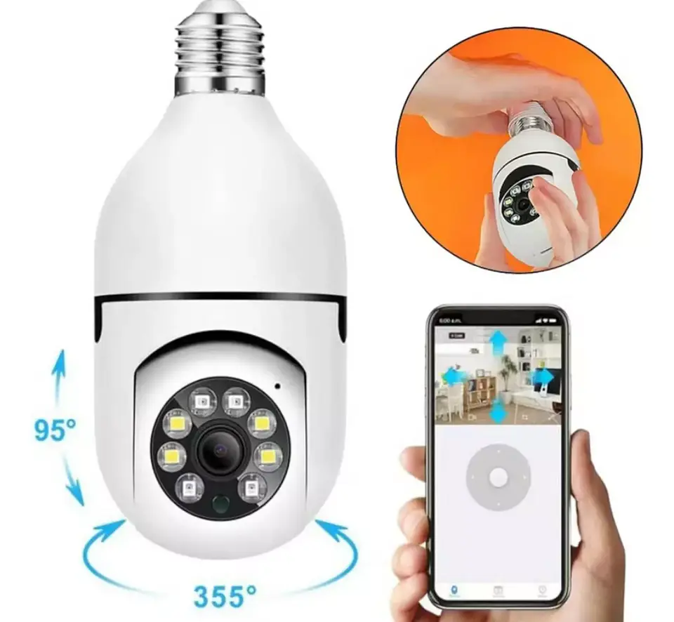 Camara Ampolleta Seguridad 360° Visor Nocturno 1080p  3
