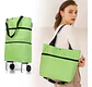 Carrito de compras plegable 2 en 1, bolsa de compras plegable con cremallera de dos etapas con ruedas plegable - Miniatura 2