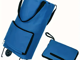 Carrito de compras plegable 2 en 1, bolsa de compras plegable con cremallera de dos etapas con ruedas plegable