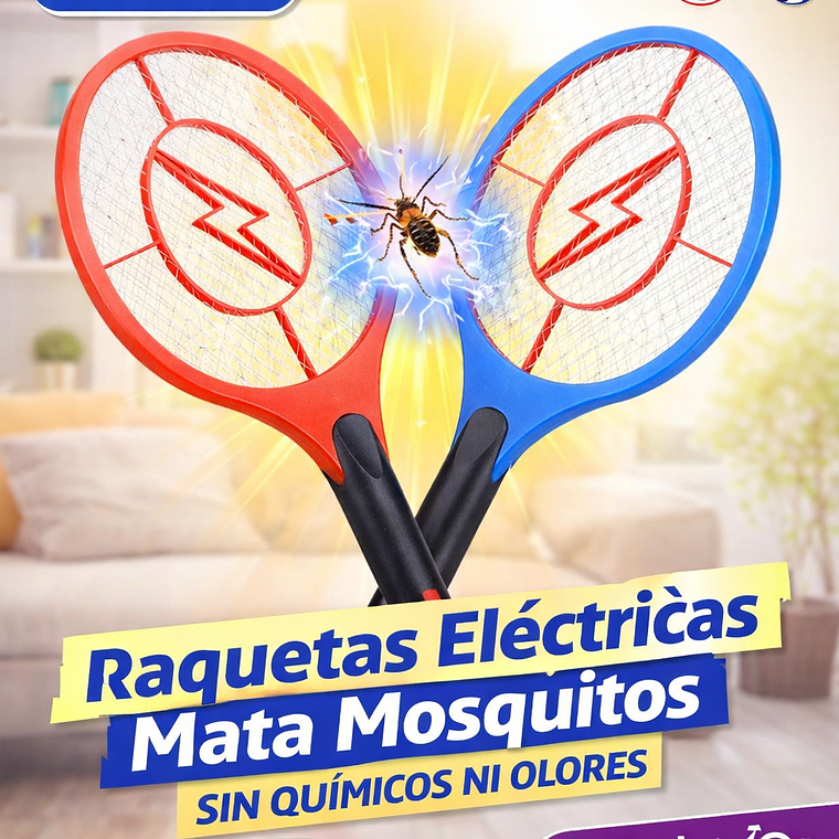 Raqueta eléctrica para insectos Raqueta Eléctrica color verde con voltaje - 1