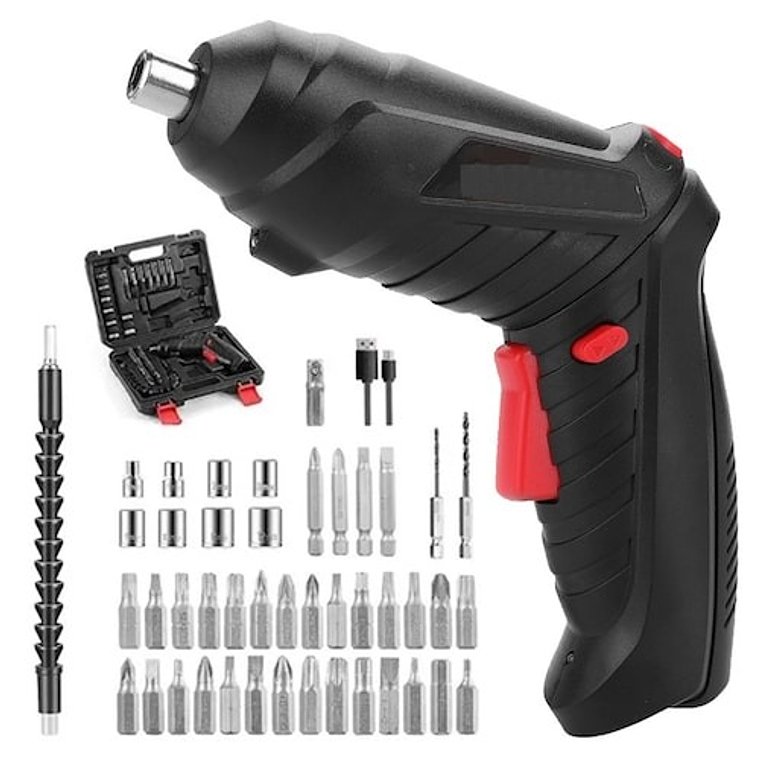 Destornillador Eléctrico Taladro Inalámbrico ,destornillador Electrico,destornillador Inalambrico,desatornillardor Electrico,negro,47pcs 2