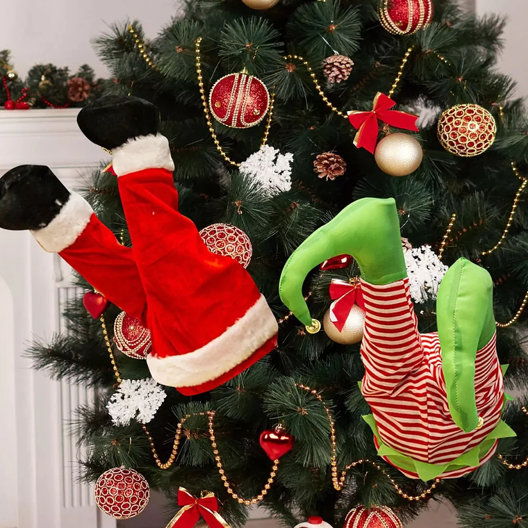 Decoración Piernas Móviles Sra Santa Para Árbol de Navidad 2