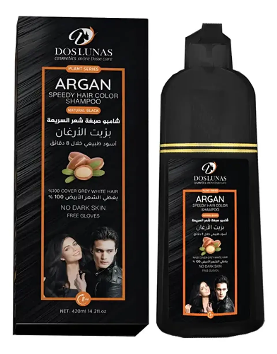 Shampoo Cubre Canas Tinturador Castaño Natural Argan 420ml 2