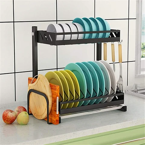 Escurridor de platos, estante para cubiertos, suministros de cocina, pintura de acero