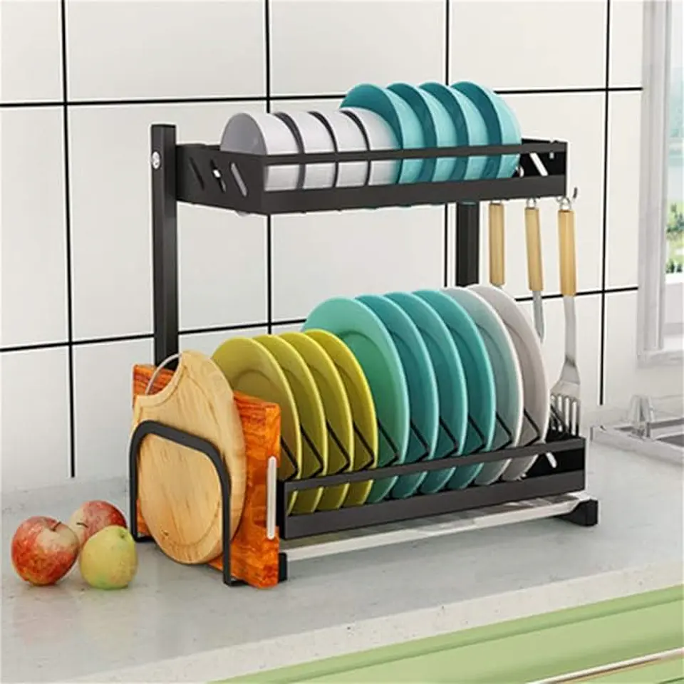 Escurridor de platos, estante para cubiertos, suministros de cocina, pintura de acero 1