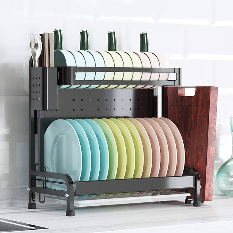 Escurridor de platos, estante para cubiertos, suministros de cocina, pintura de acero 2