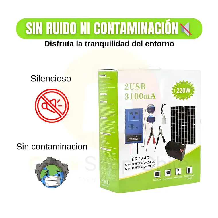 Generador Solar Portátil 220W Inverter Energía Limpia 220V 3