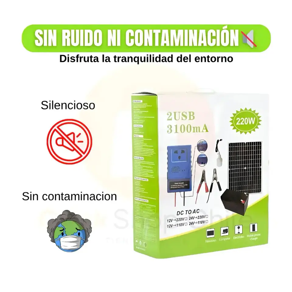 Generador Solar Portátil 220W Inverter Energía Limpia 220V 3