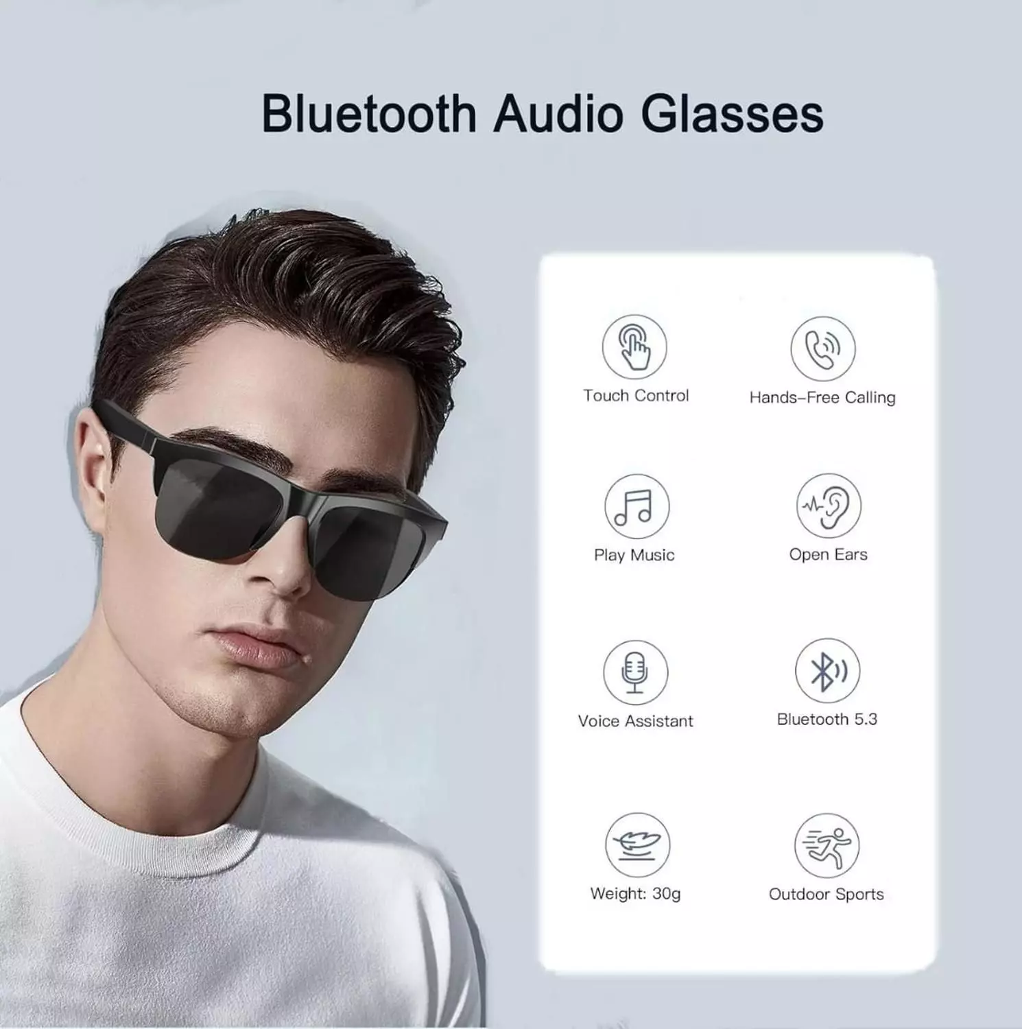 Lentes Gafas Inalámbricas Inteligentes F06 Bluetooth Táctil 2