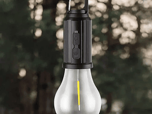 Lampara Solar Portátil Ampolleta Recargable Usb Camping Negro