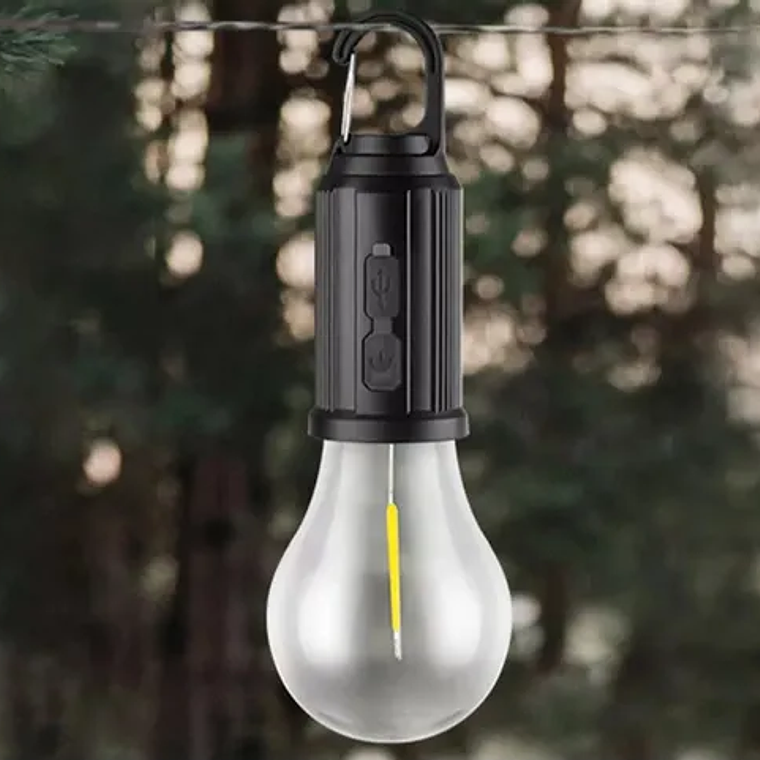 Lampara Solar Portátil Ampolleta Recargable Usb Camping Negro 1