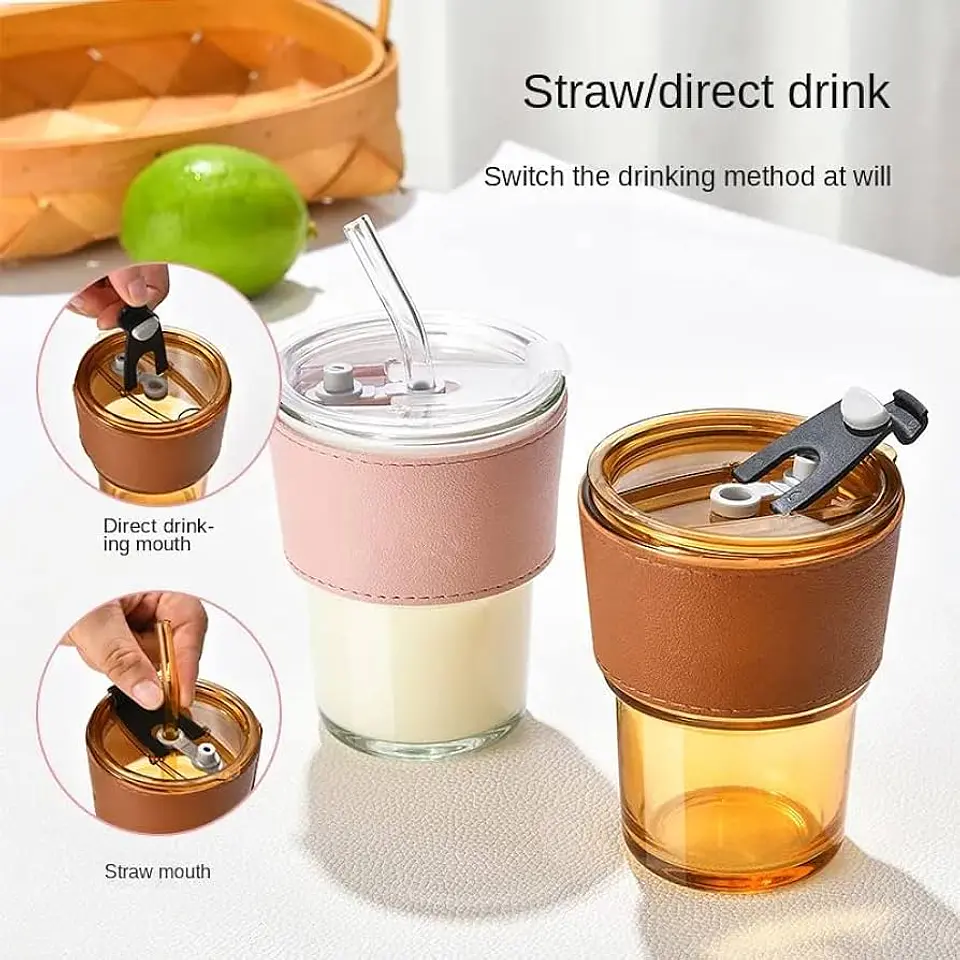 Vaso Taza Mug De Vidrio Con Tapa sin caña 1