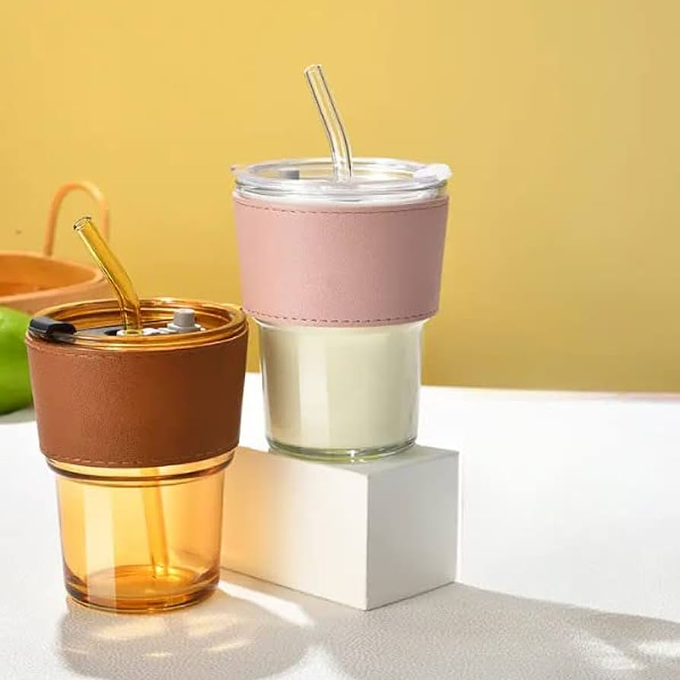 Vaso Taza Mug De Vidrio Con Tapa sin caña 5