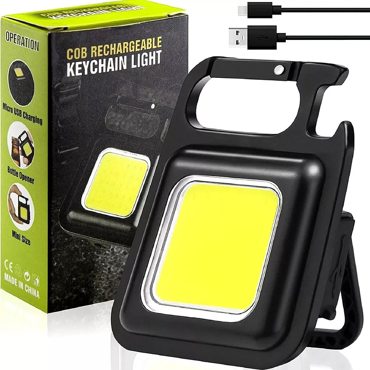 Mini Linterna Recargable Multiuso Llavero Borde Metalico 1