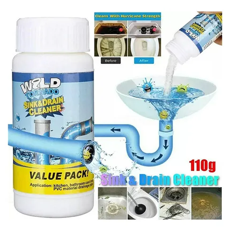 Polvo Para Destapar Tuberías Y Potente Limpiador De Fregader 1