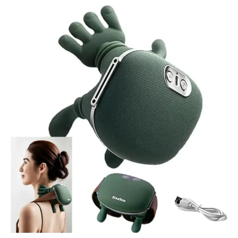 Masajeador Cuello Y Hombros Shiatsu Con Calor Recargable Verde Musgo 1