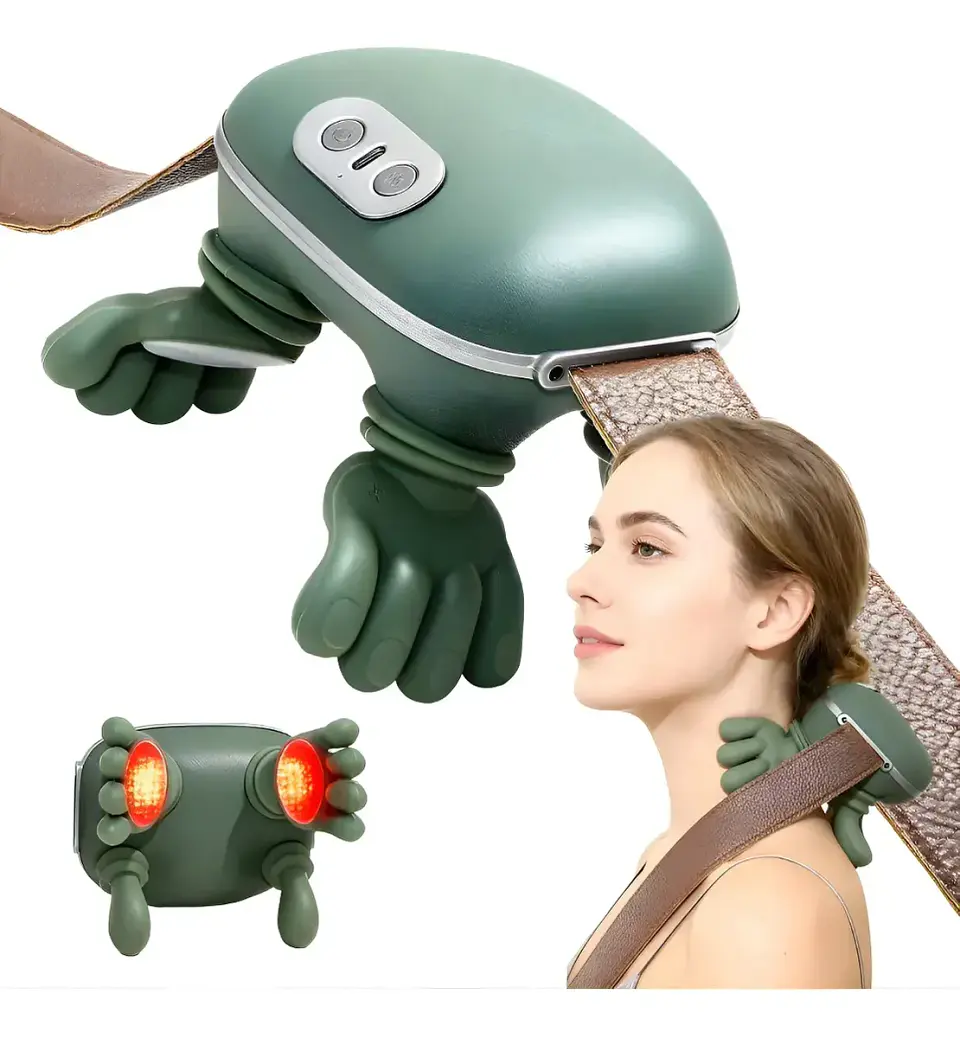 Masajeador Cuello Y Hombros Shiatsu Con Calor Recargable Verde Musgo 4