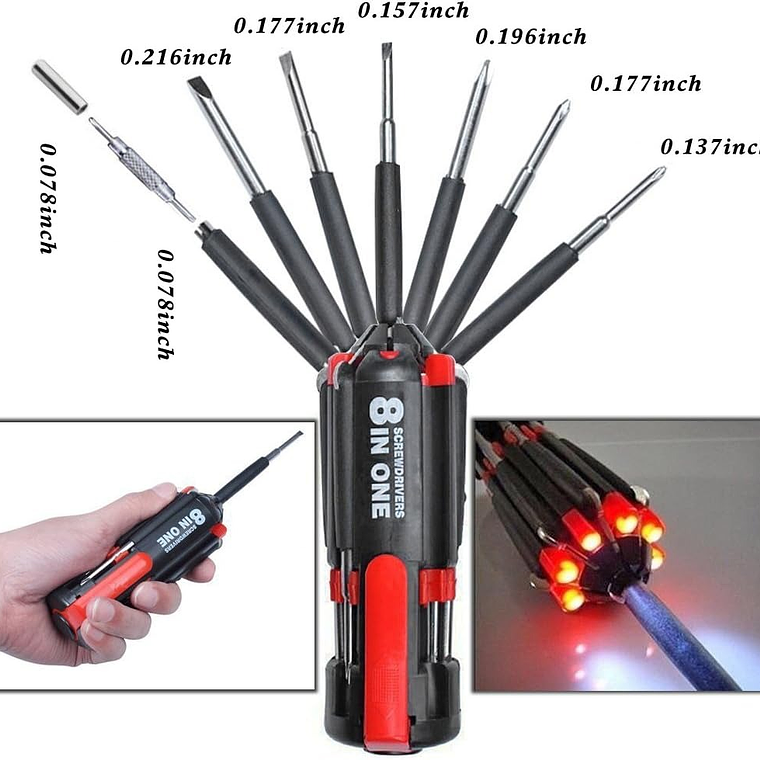 Destornillador 8 en 1 con Luz 1