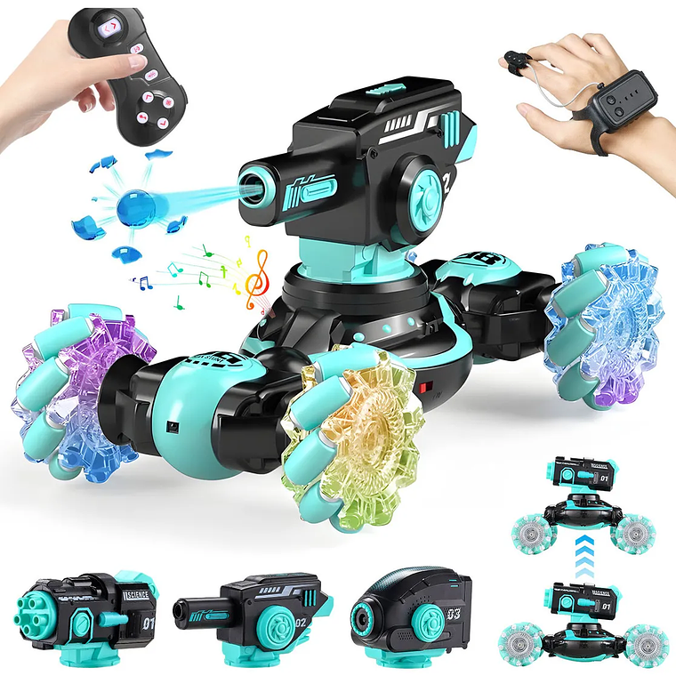 Tanque RC Yugari 4WD Lanzacohetes Negro con Balas Agua y Dardos 2