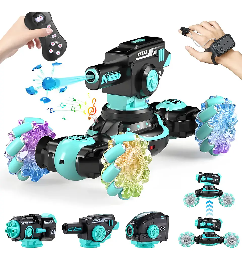 Tanque RC Yugari 4WD Lanzacohetes Negro con Balas Agua y Dardos 2